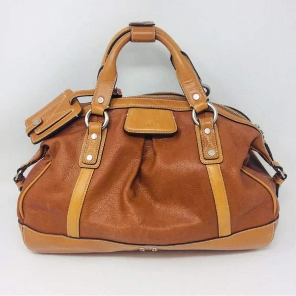 Cole Haan Duffel Travel Bag Brown Leather purse